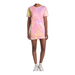 🆕 Elodie Pink Tie Dye Crew Neck T Shirt Dress | Medium